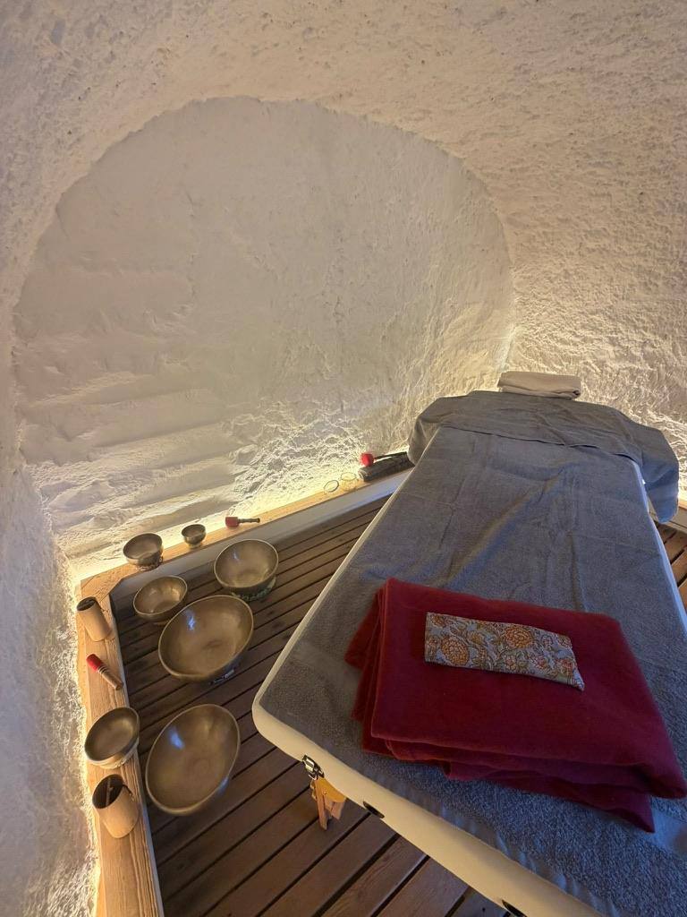 Salt room with singing bowls