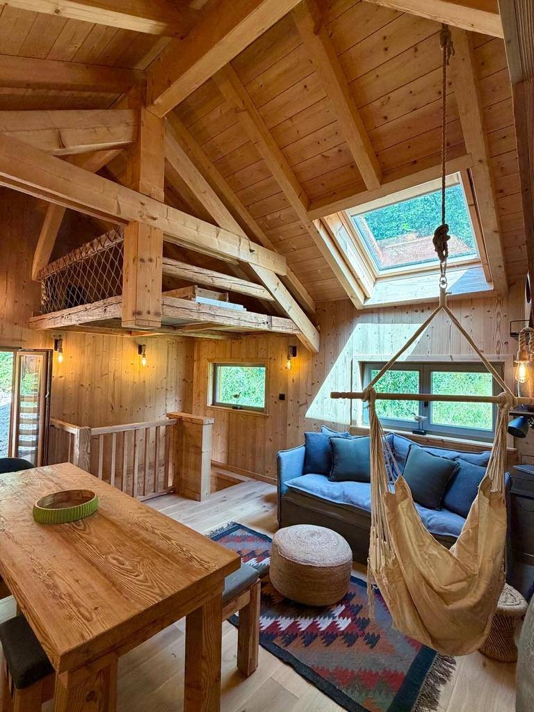 Living room under the exposed frame